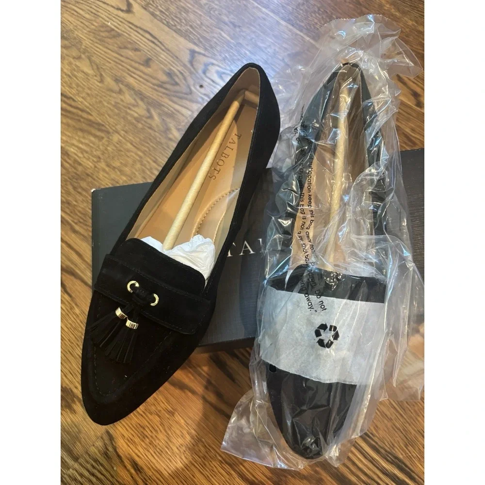 Talbots Black Francesca Tassel Loafer Flats Size 9 BNIB
